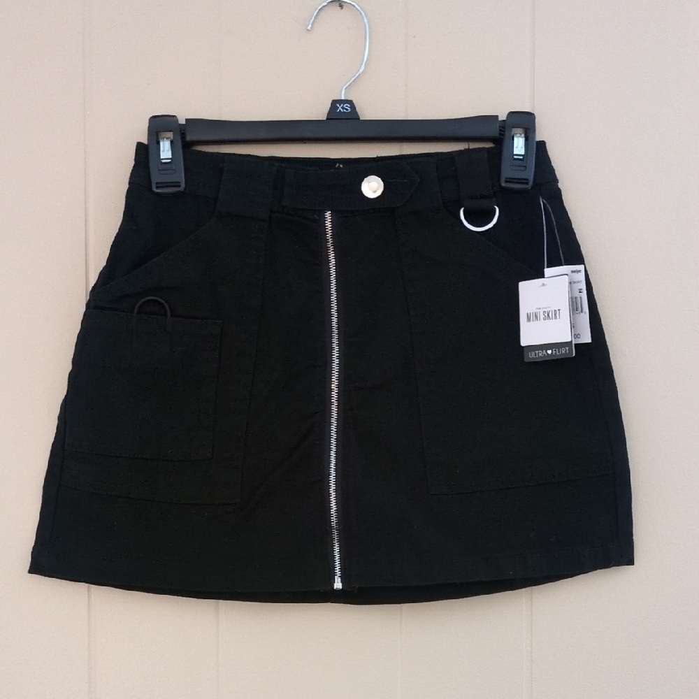 Ultra Flirt Black Cargo Mini Skirt for Night Out